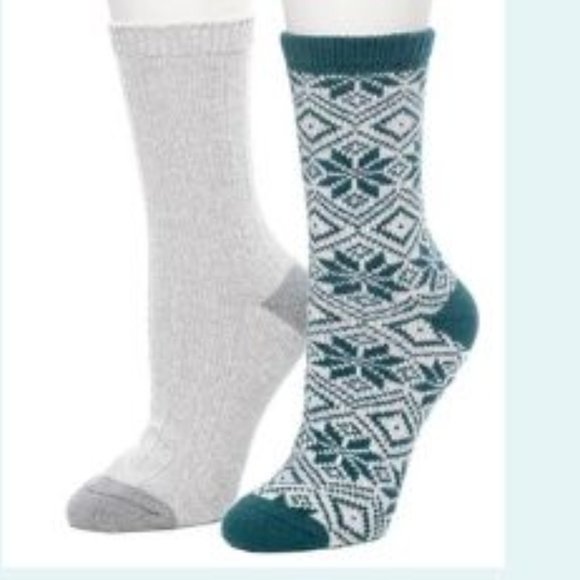 NEW CUDDL DUDS PLUSH CREW SOCKS, SIZE 4-10, 2-PAIR Pack Deep Teal - Picture 1 of 1